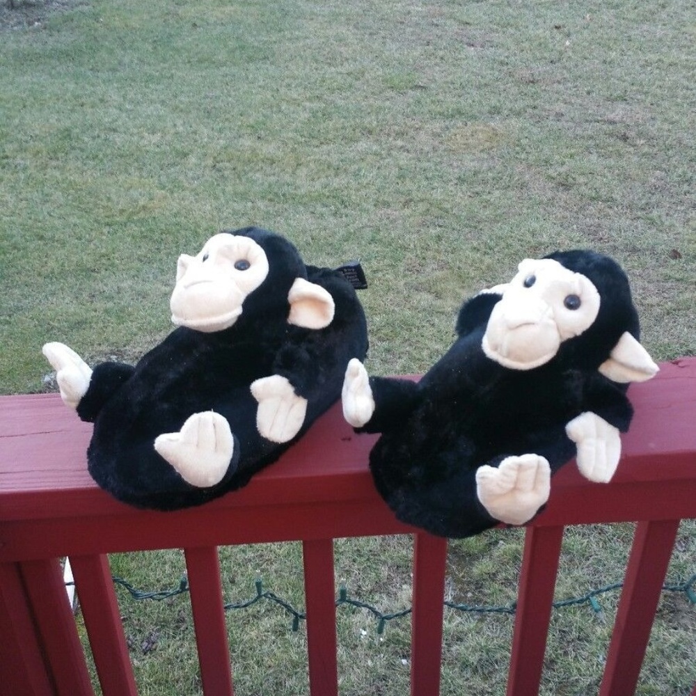 Black Monkey Slippers - Animal Slippers - Adult Si